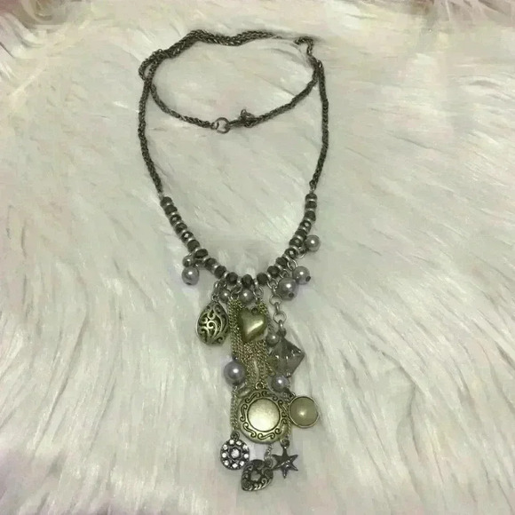 LOFT Statement Necklace Heart Star Long - Picture 1 of 4